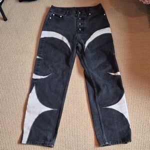 Thug Club Leather Patchwork Denim